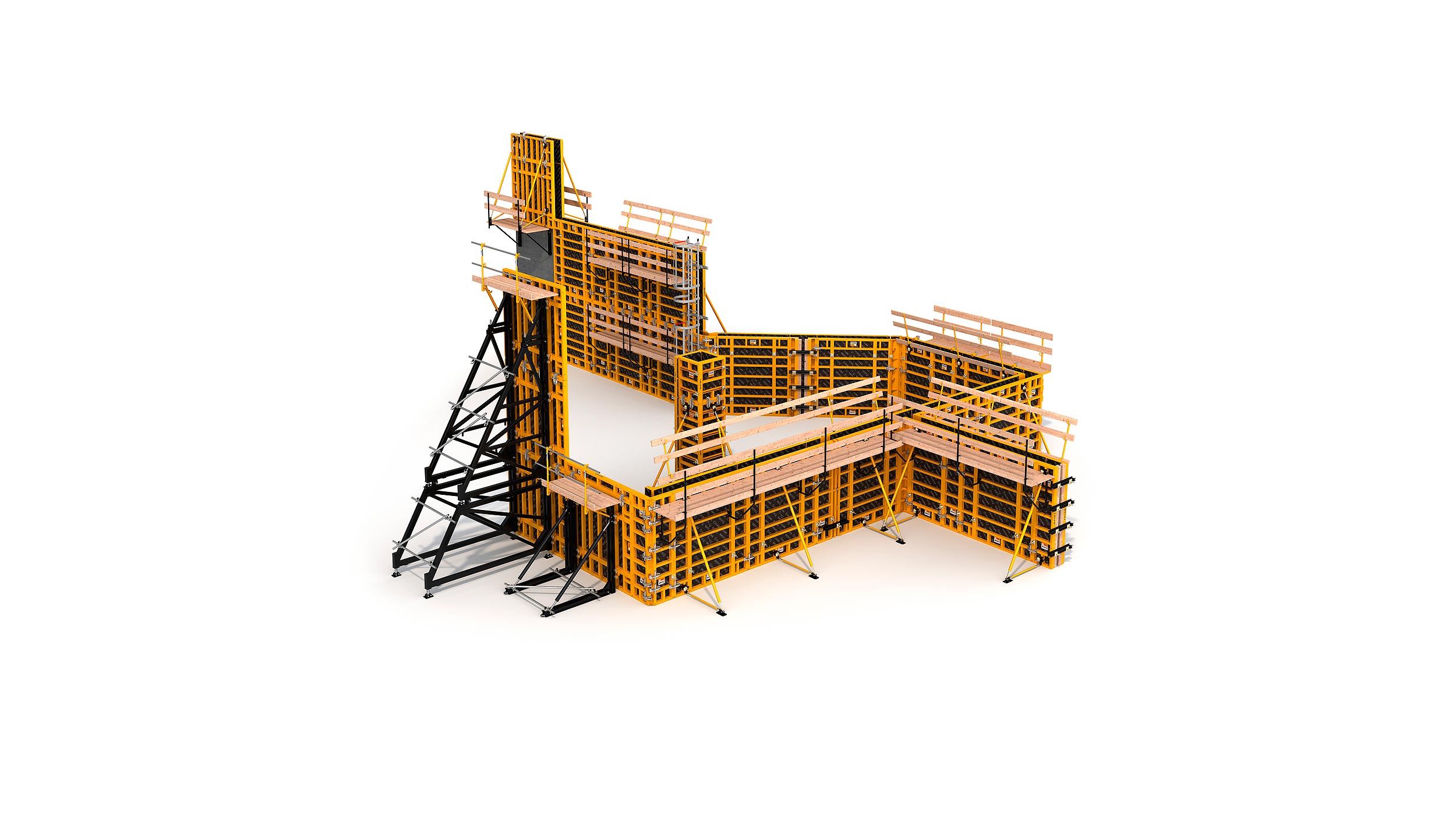 Sistema de encofrado modular para la construcción de todo tipo de estructuras verticales de concreto. Destaca su alto rendimiento con el  mínimo coste en mano de obra.